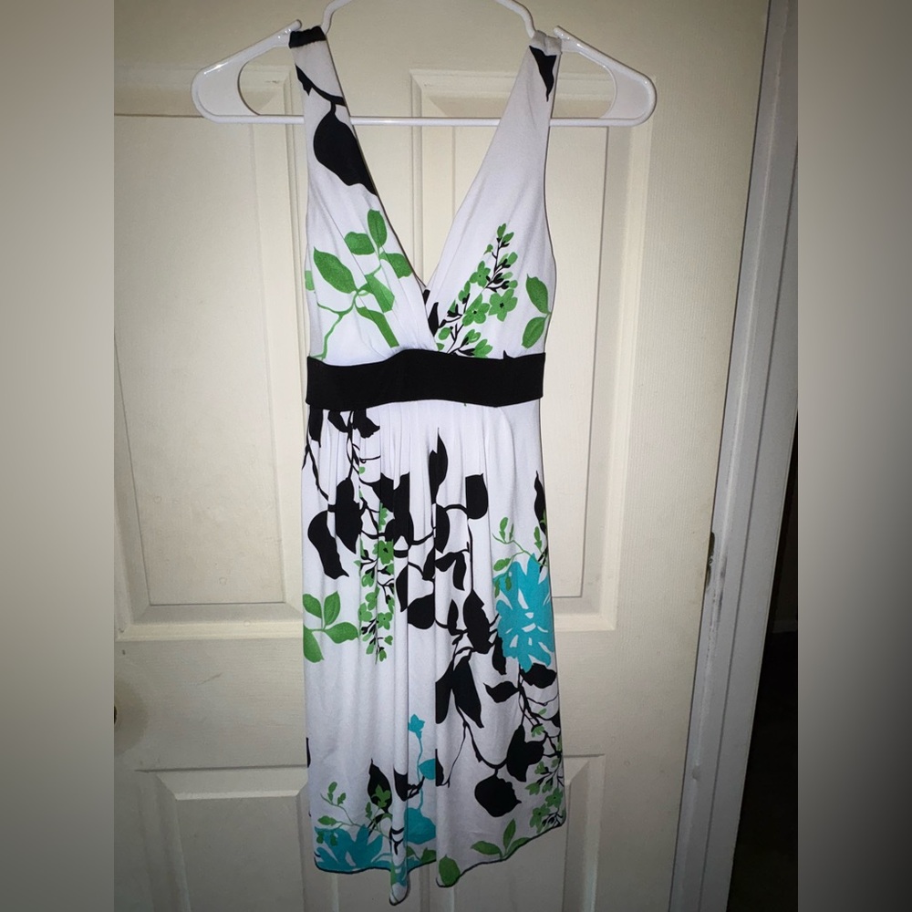 Elegant Black and Green Floral Dress